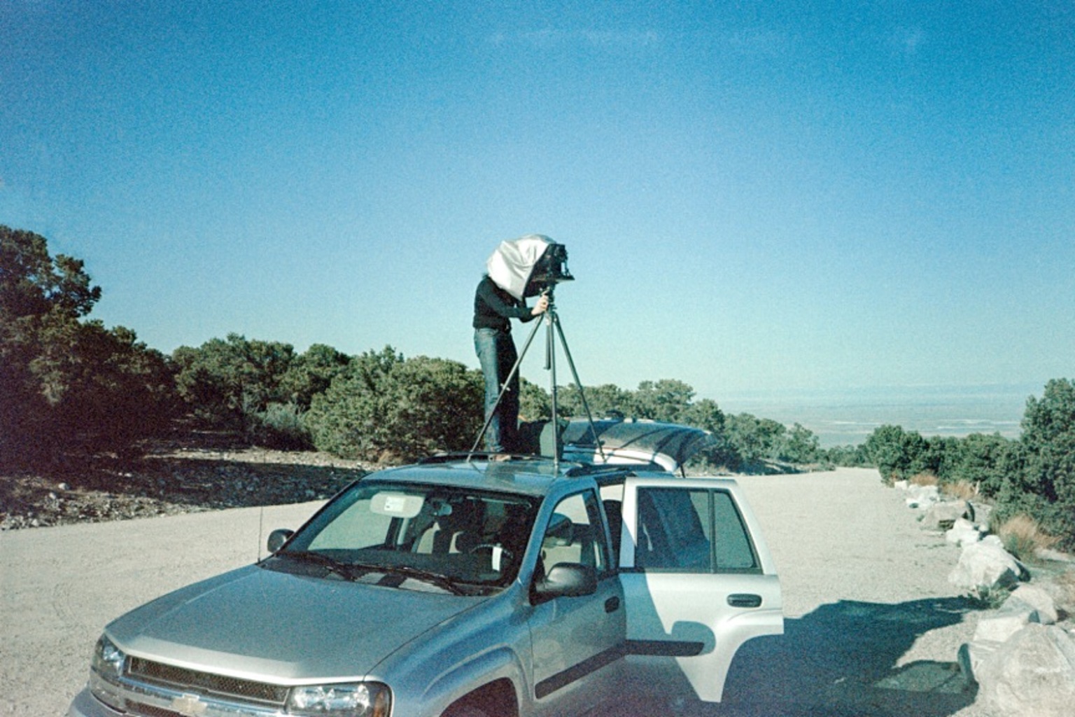 Victoria setting up a shot with her 5x7 field camera. © Matt Ducklo