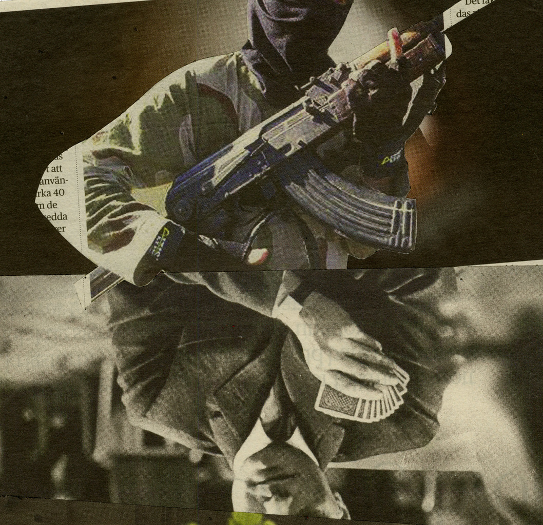 IS Child Soldier, Omar Sharif, Hands, Dagens Nyheter, 18th July 2015, Collage ,37 x 28 cm.