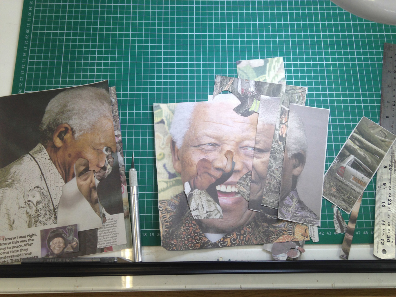 Mandela (work in progress), 2013, Collage, 24 x 17 cm.
