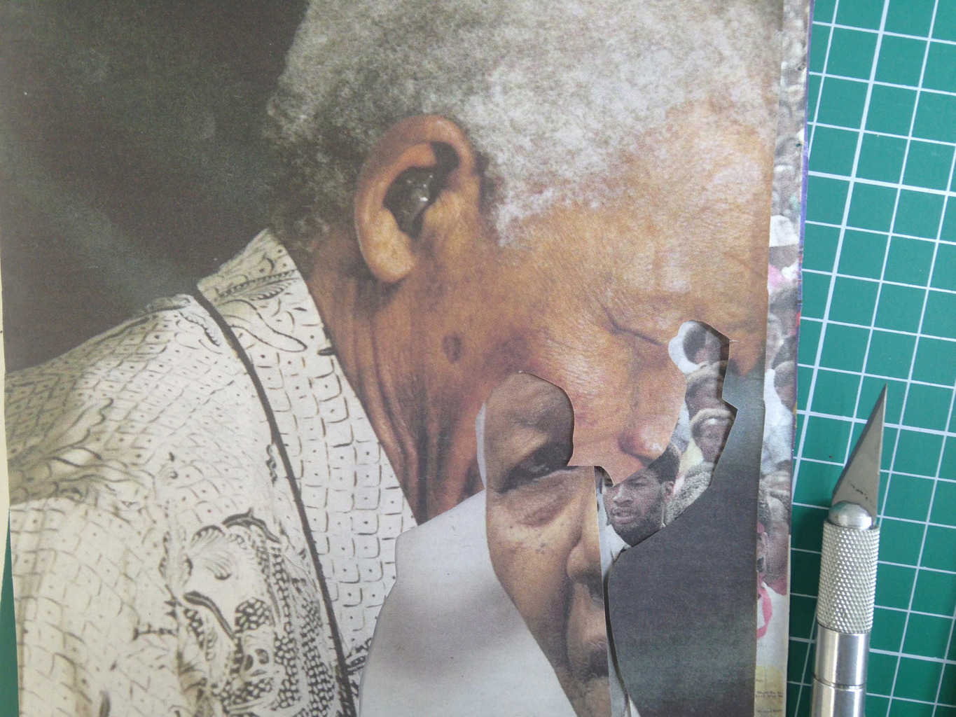 Mandela (work in progress), 2013, Collage, 24 x 17 cm.