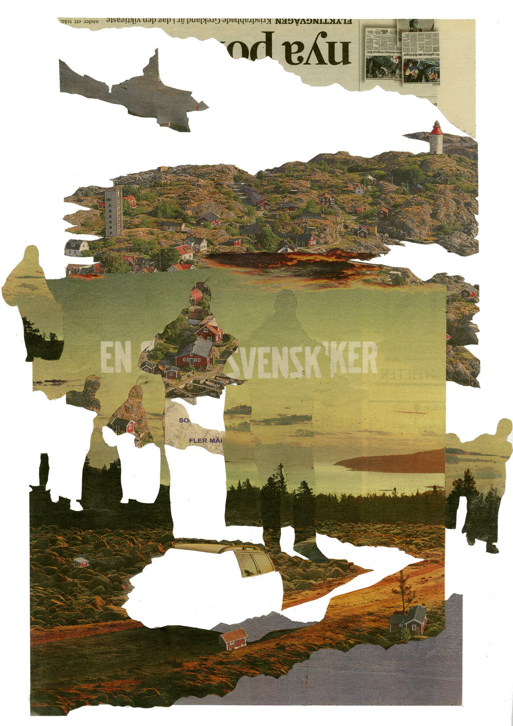 Swedish Landscape and Greek figures, Svenska Dagbladet, 17th July 2015 Collage,
40 x 30 cm.