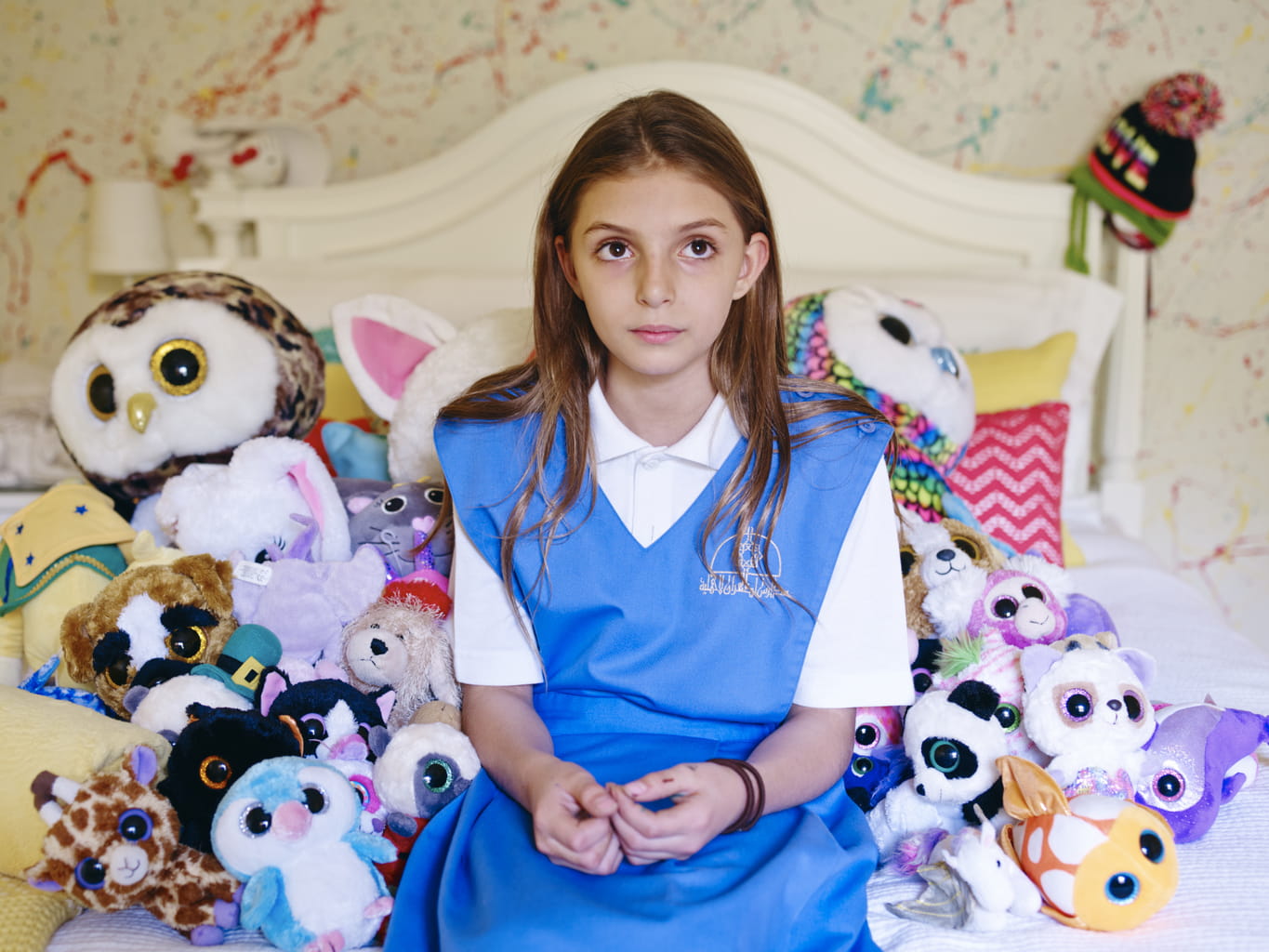 Mysk in her bedroom with her Beanie Babies collection.