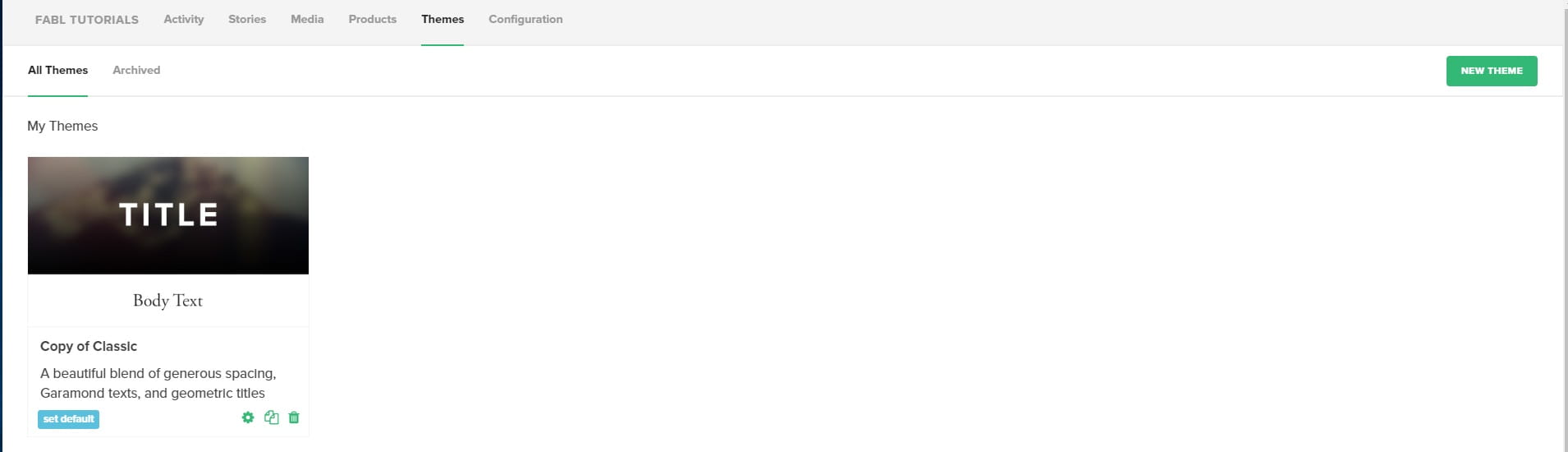 Click NEW THEME button