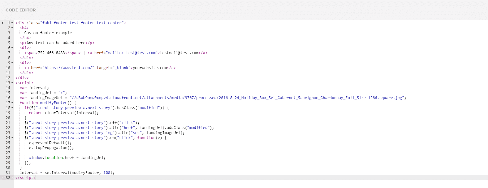 Insert the code into Code Editor