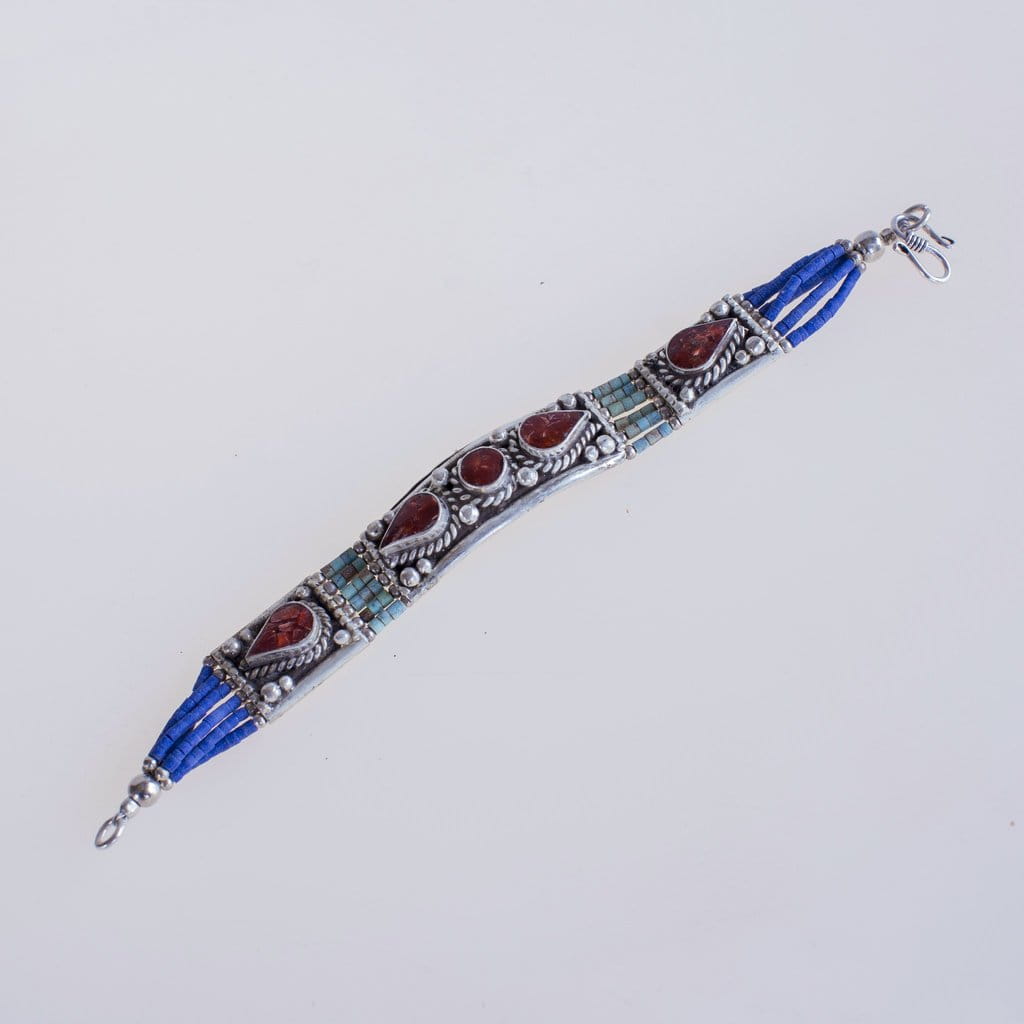 Red and Blue Coral Stone Bracelet