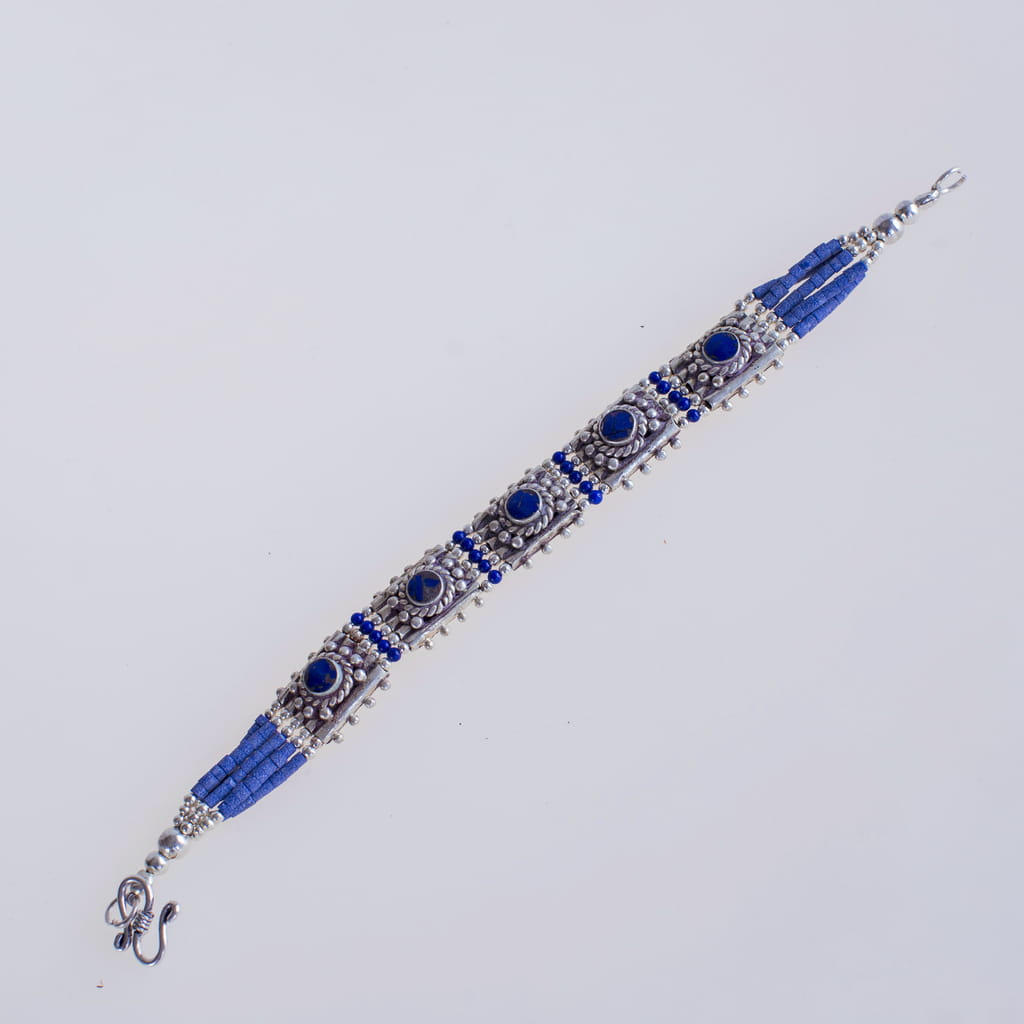 Blue Coral Brass Bracelet