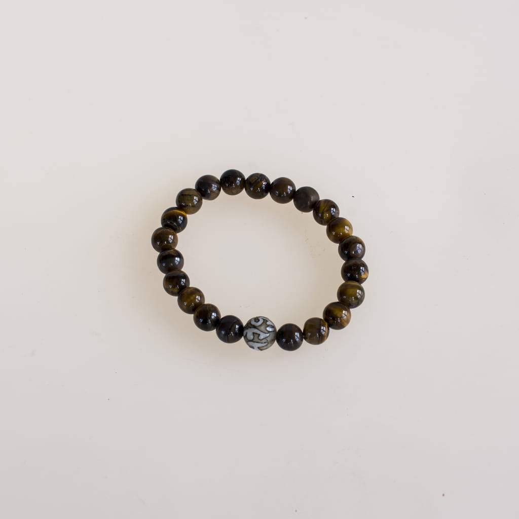 Tiger-eye Stone Bracelet with Mantra Bead