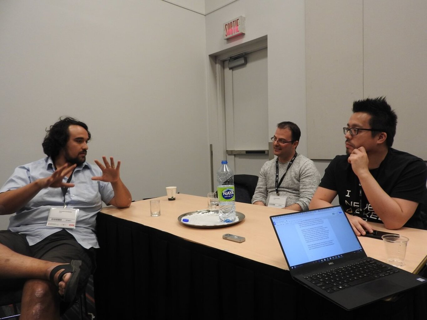 Above: Sebastian Alvarado of Thwacke (left) talks about how sci-fi inspires science and vice versa.